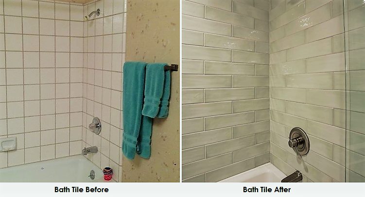 Old Tile shower and New Tile Shower side by side